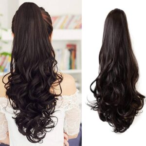 Synthetic natural Culture Curly Dark Brown Ponytail Hair Extension Look Like Human Hair Extension For Girls And Women Pack Of 1