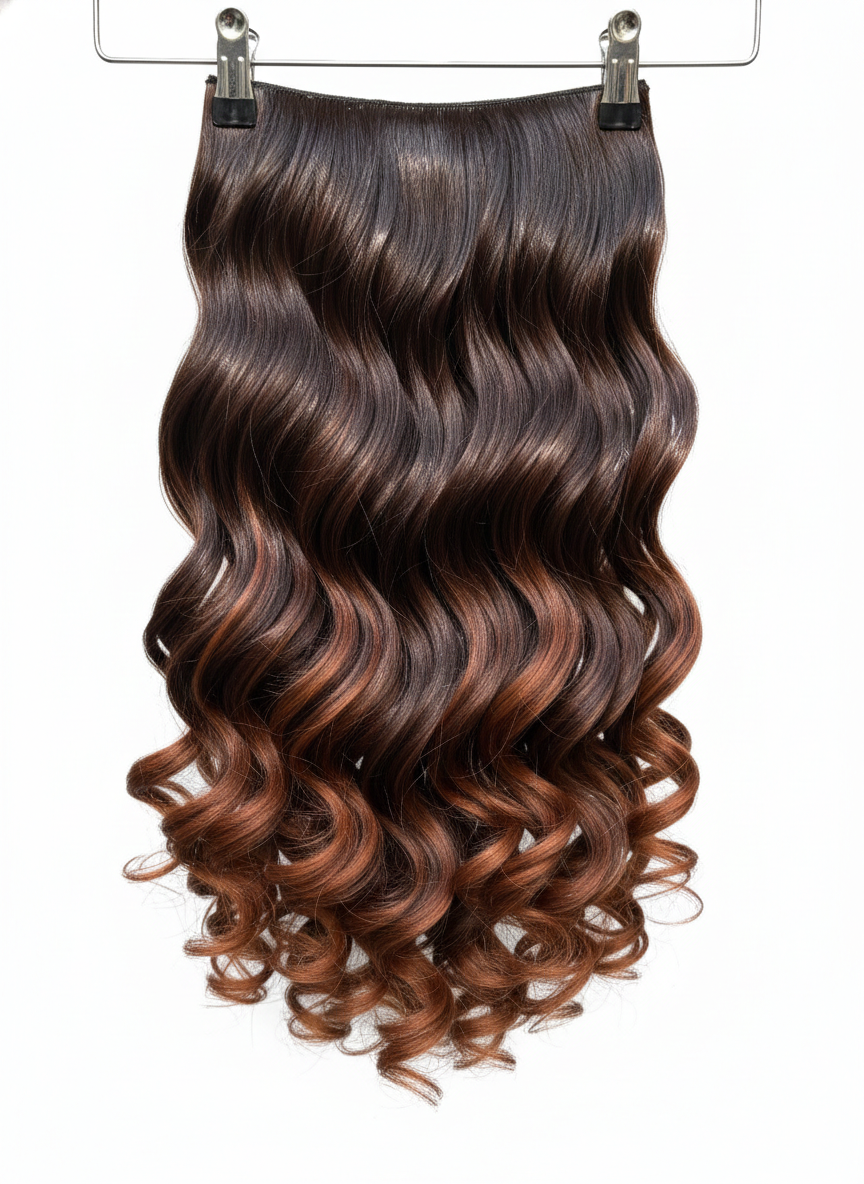 copper gold clip in hair extensions – silk synthetic |200g heat safe | high volume copper gold clip in hair extensions – silk synthetic |200g heat safe | high volume